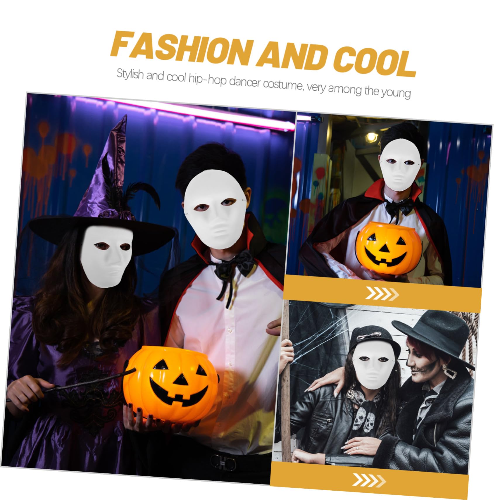 12 Maschere Halloween da Uomo Maschere Bianche in Pulp Vuote per DIY Pittura per Feste in Maschera Carnevale e Balli Hip Hop