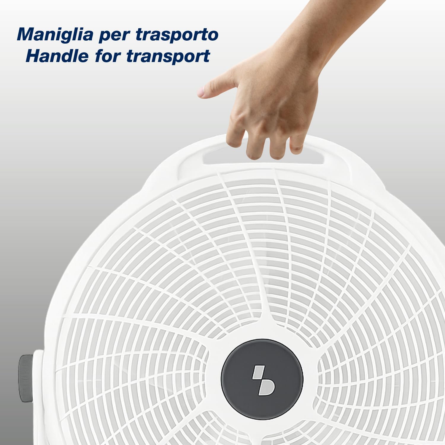 BEPER P206VEN561 Ventilatore da Pavimento 360° – Ventilatore da Terra con 5 Pale, 3 Velocità, Inclinazione Totale, Maniglia per Trasporto, Potente e Silenzioso