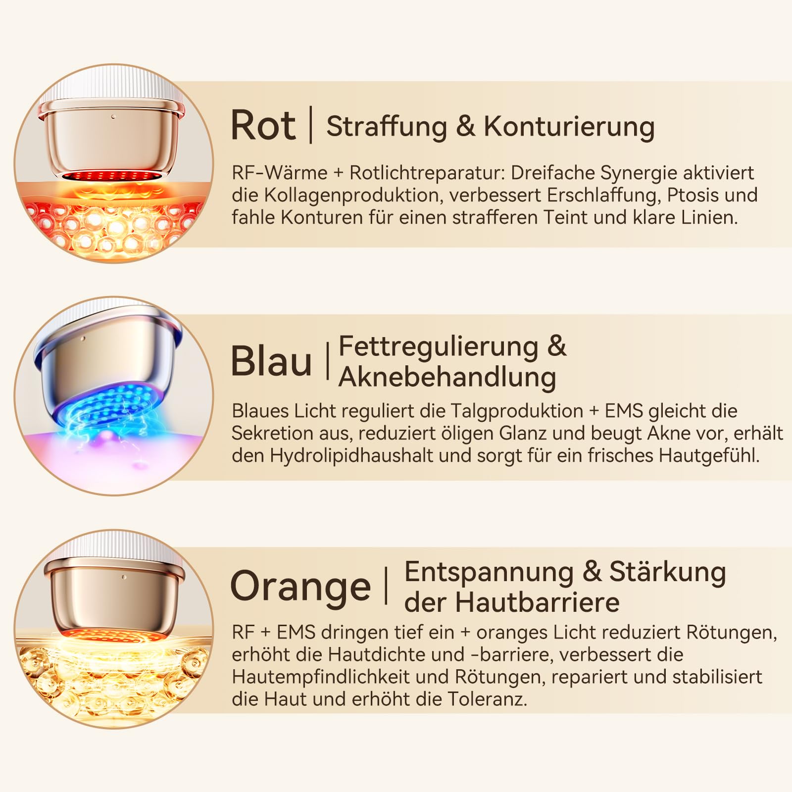 ANLAN EMS Gesichtsmassagegerät, Radiofrequenz mit 3 Vibrationsstufen & Phototherapie Gerät Gesicht Massagegerät, Anti-Falten Gesichtsmassagegerät für Gescht/Hals, Reduziert Schwellungen & Falten Firm