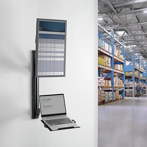Miniatura 8 de VIVO Soporte de pared para monitor y laptop con contrapeso de altura ajustable para pantallas de hasta 27 pulgadas, STAND-SIT1L
