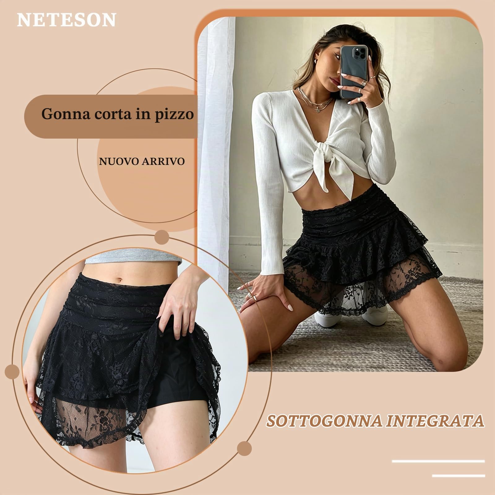 Minigonna Donna Y2k Gonne Corta Pizzo Floreale Gonna a Pieghe Sexy | Mini Gonna Estive A Linea Streetwear Cosplay Carnevale Feste Tennis Club
