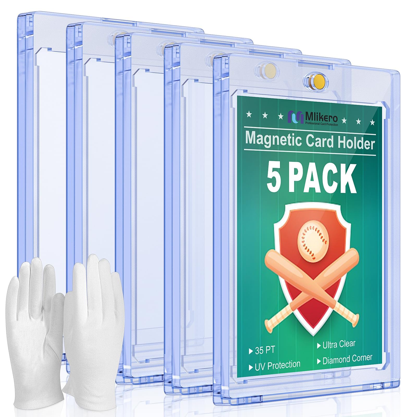 Mlikero 5 Magnetic Card Holder für Trading Cards, 35PT Sammelkarten Hüllen Hartkartenhüllen Fit für MTG, Standard-Karten, Fußball Karten, Sportkarten
