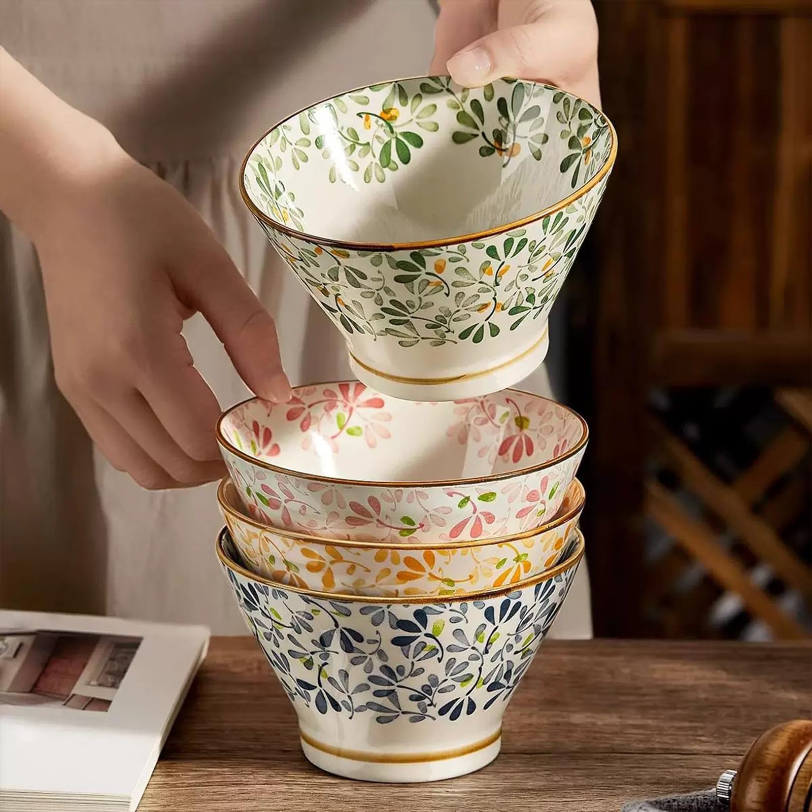 AHX Porcelain Dessert Bowls Cereal Bowl 13 Oz - 4.75" Ceramic Bowl Set Of 6 - Japanese Style Small Bowls - Walmart Supplies - View #10