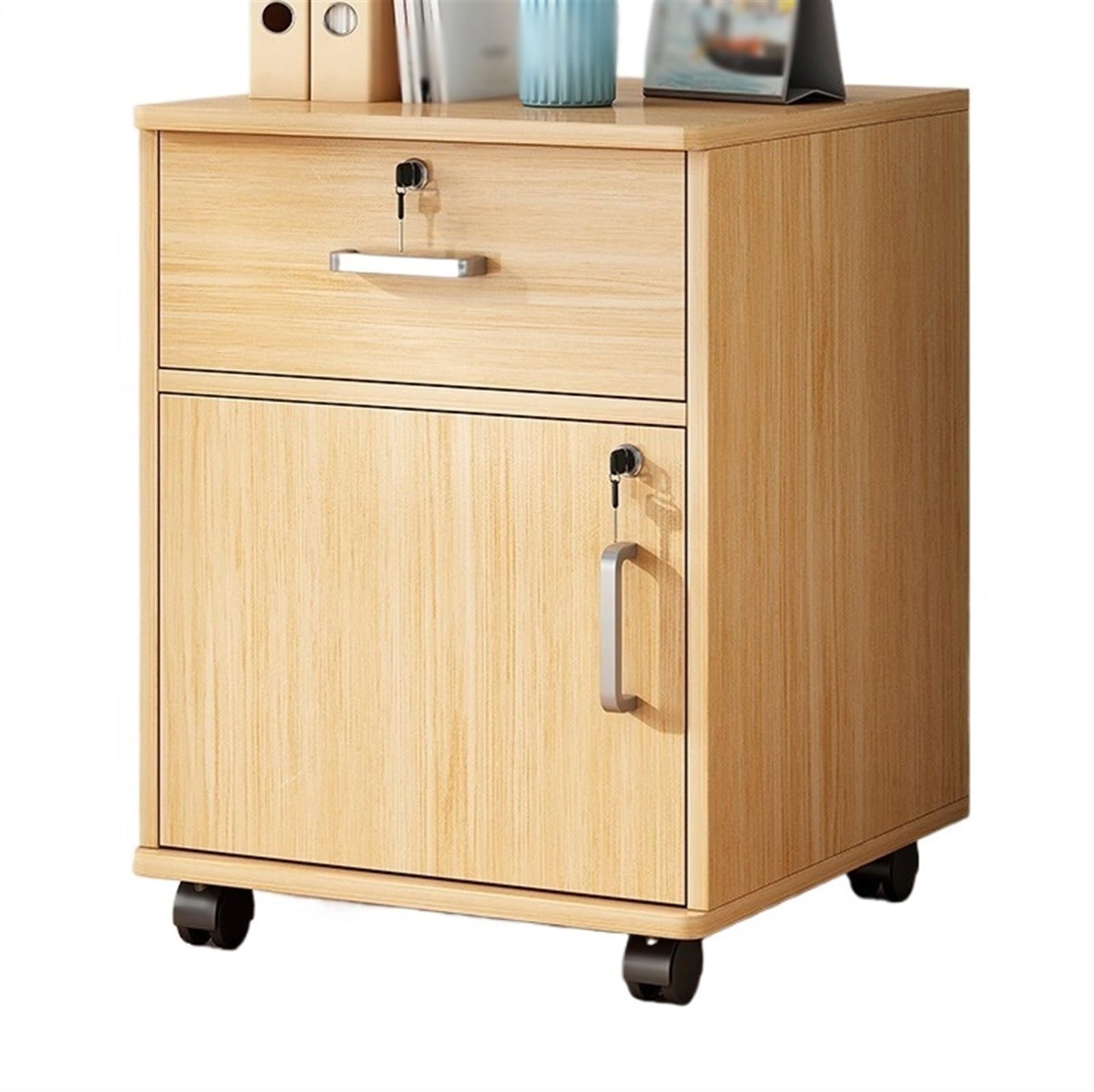 YNIYUJKL Filing Cabinet Office Filing Cabinetwooden One Drawer With One Door Storage Cabinetfiling Cabinetwith Lock Storagewheel Slide Small Side Cabinet File Storage Cabinets,Beige