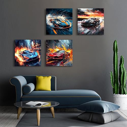 Miniatura 2 de Impresiones artísticas de carreras para dormitorio de niños, póster de auto genial, pintura de súper auto para sala de estar, regalo para hombres y