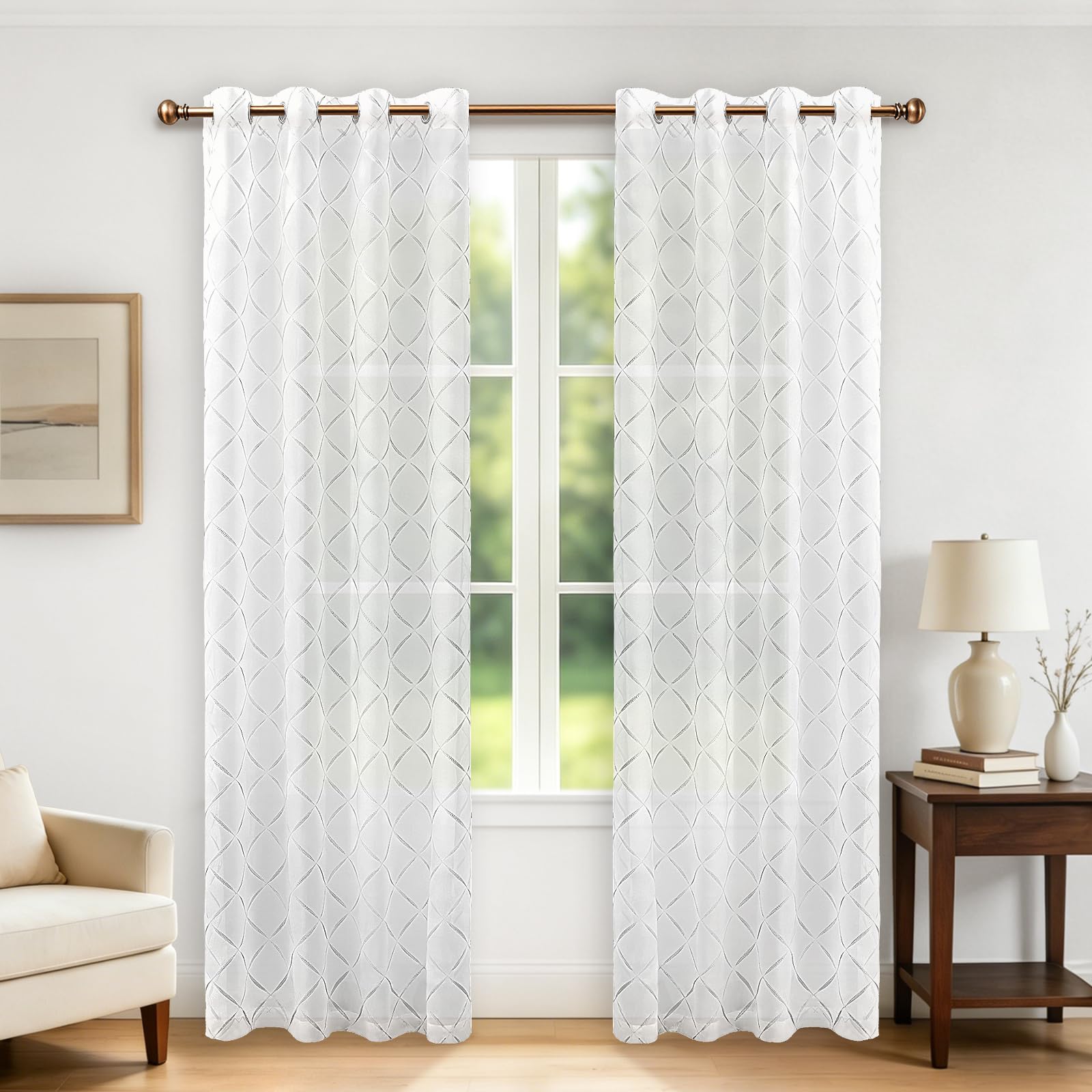 Ystyle Voile Gardinen Vorhänge 2er Set, 140x225cm, Transparente Vorhang Für Wohnzimmer Schlafzimmer Kinderzimmer Dekoschal, Gardinen Mit Ösen, Luftig Vorhang Durchlässig Sheer, Weiß