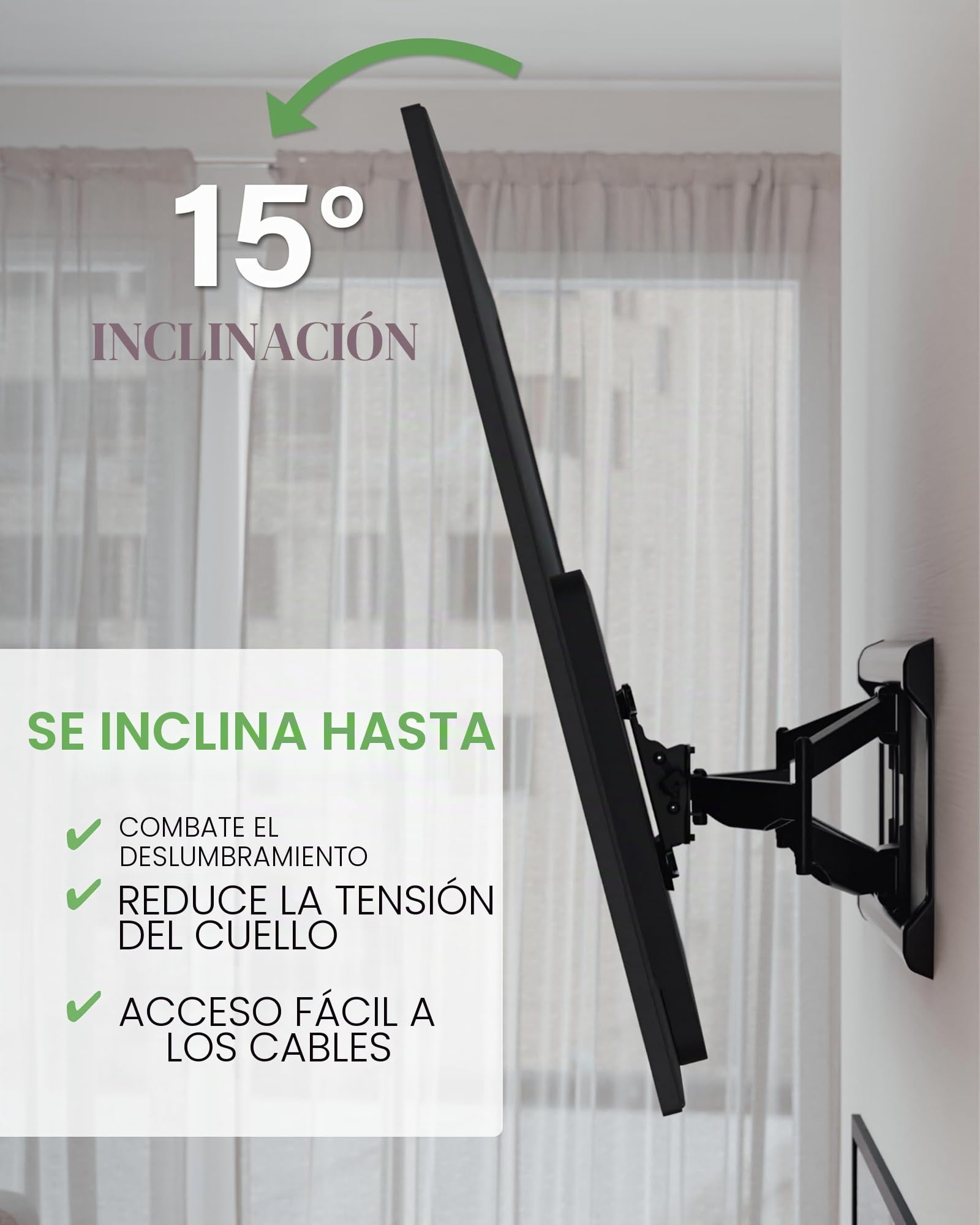 SANUS Soporte de Pared para TV de Movimiento Completo para televisores de hasta 90 Pulgadas, diseño Premium Que se extiende 24 Pulgadas con Giro e inclinación de la Punta del Dedo, fácil instalación