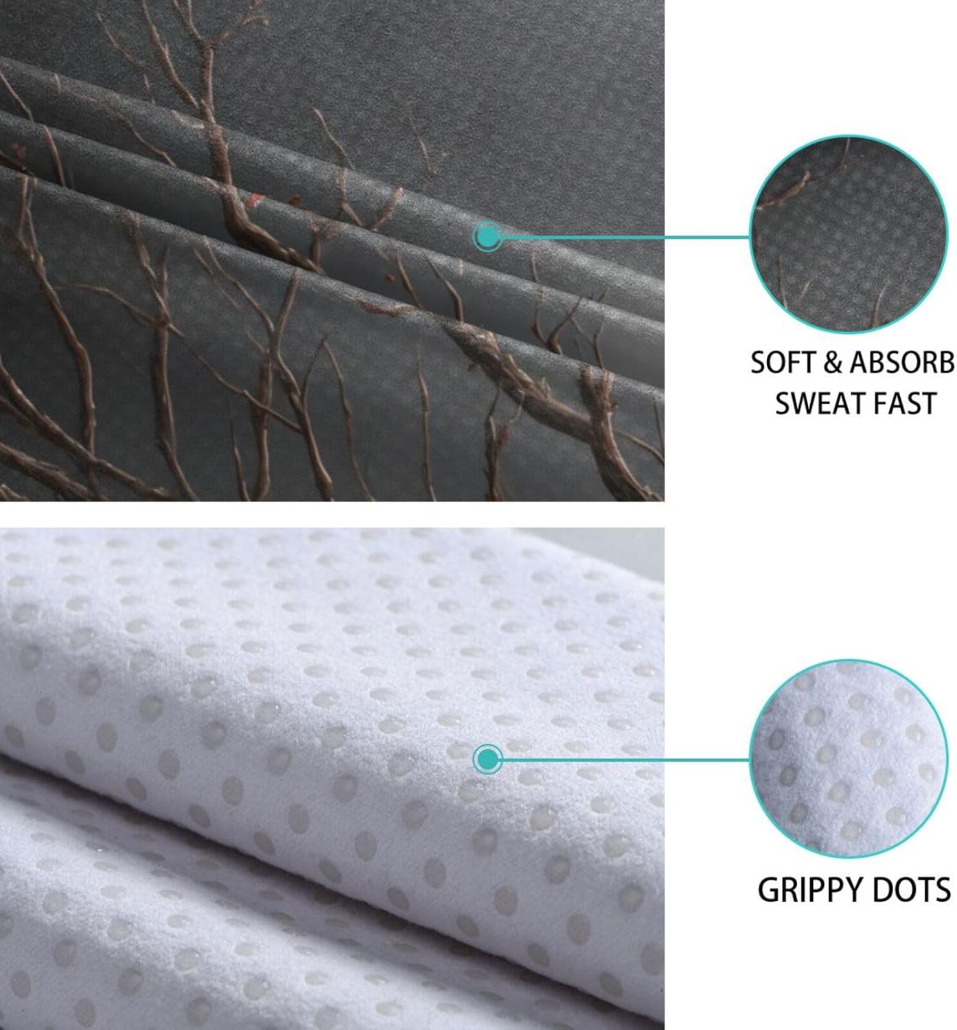 Hot Yoga Towel Owl Branch – Stylish, Non-Slip, Grip Dots, Super Absorbent, 27" x 73" - Yoga Mat Towels for Exercise, Fitness