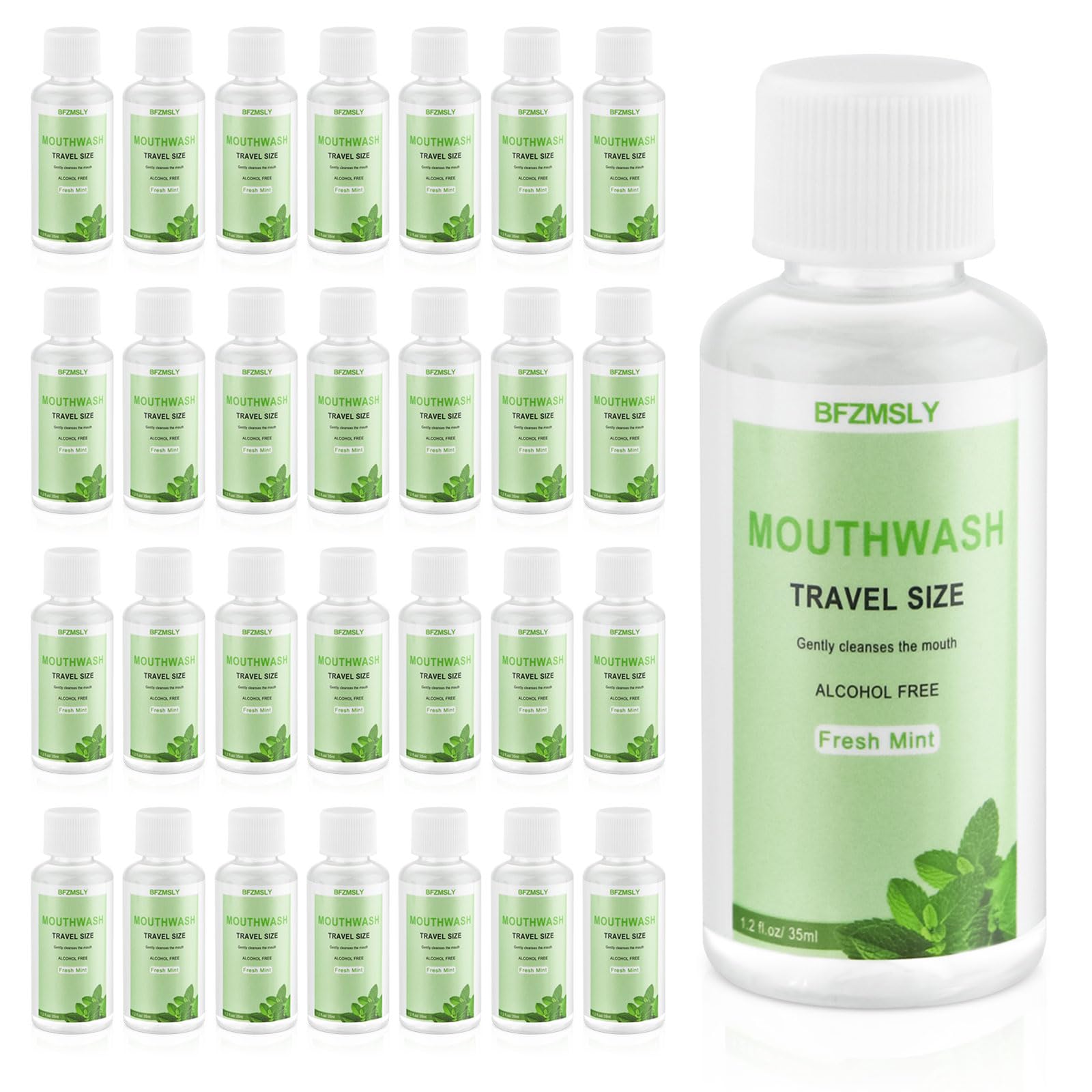 Enjuague bucal tamaño viaje, 1.2 oz/1.2 fl oz, mini enjuague bucal, sin alcohol, enjuague oral portátil para viajes, hoteles, sobre la marcha (menta) (50)