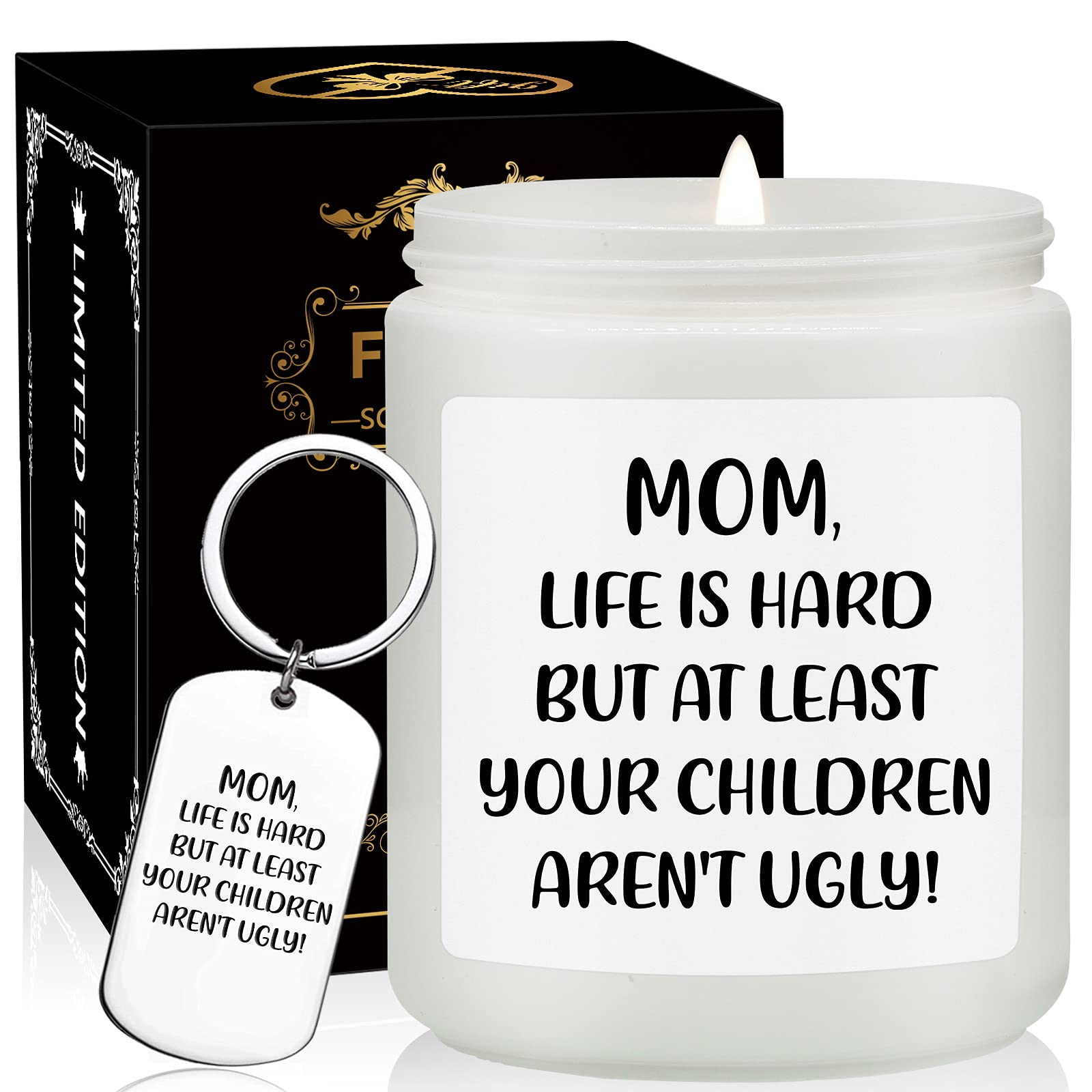 Lavender Scented Candles with Keychain - Mom Birthday Gifts from Daughter, Son - Best for Mom - Funny Candles Gifts for New Mama, Mommy, Wife, Mom to Be, Mother in Law.