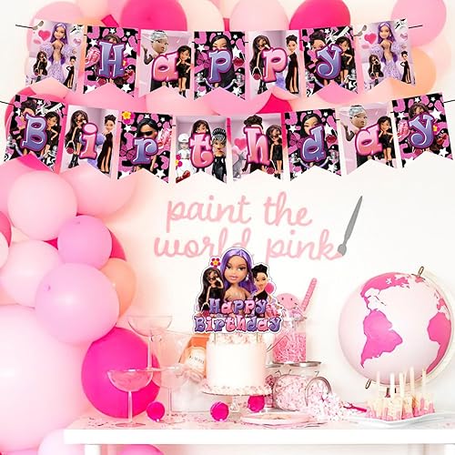 Miniatura 5 de Decoraciones de fiesta de cumpleaños para niñas, juego de suministros de fiesta para niños con 1 guirnalda de pancarta de feliz cumpleaños, 13