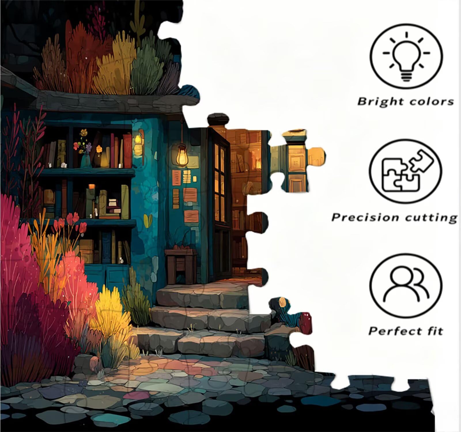Układanka 2000 sztuk, Książka Ogród Domu Puzzle dla dorosłych, Drewniane Puzzle z Wykwintnym Pudełkiem, Niemożliwe Klasyczna układanka, Gra edukacyjna Puzzle, Dekoracja ścienna Prezent R5KH797