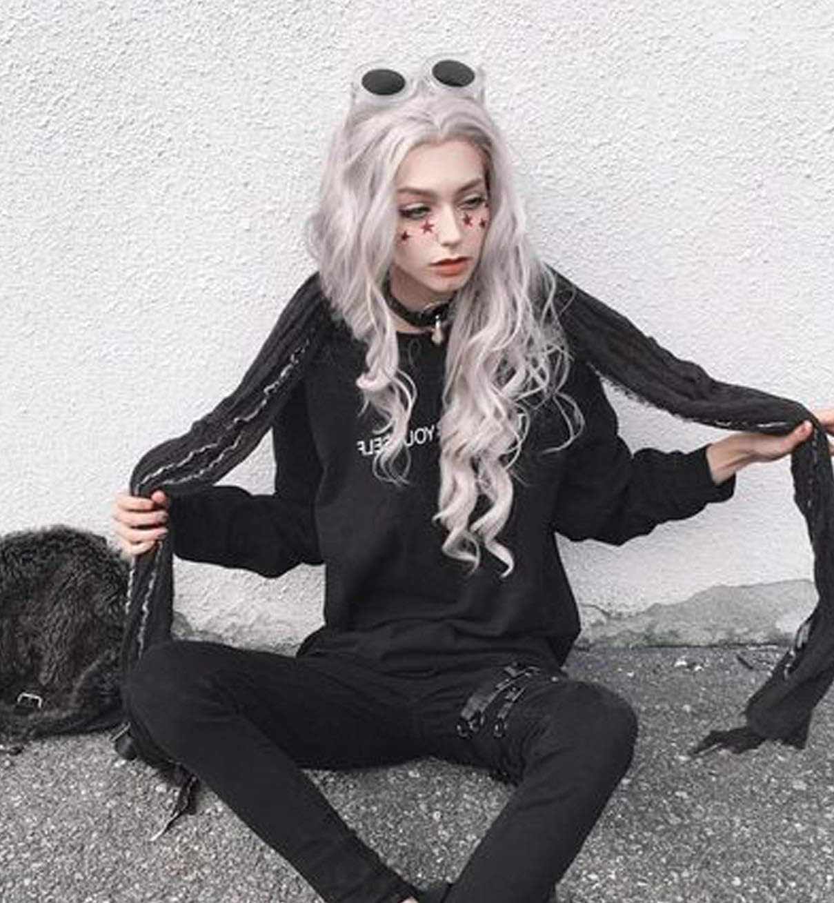 VEBONNY Loose Curly Hair Wig Grey Lace Front Wigs Synthetic Hair Long Silver Gray Wigs 22 inches VEBONNY-039