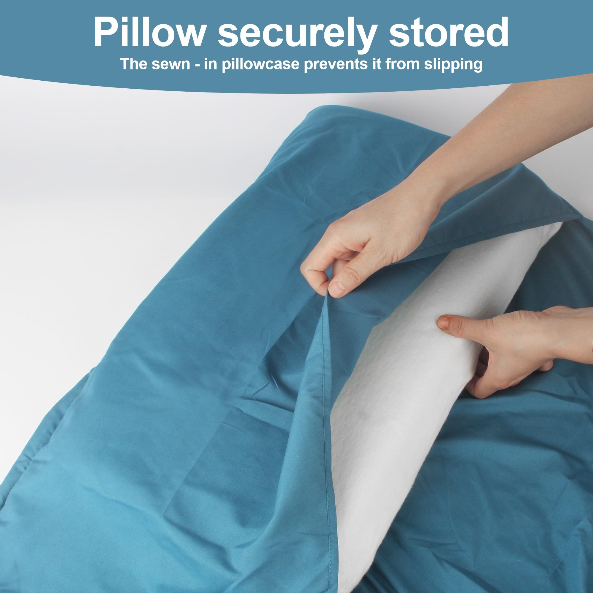 Saco de Dormir 2 en 1 220 x 95 cm Funda Interior Manta con Cremallera Compartimento para Almohada Campamento Mochilero
