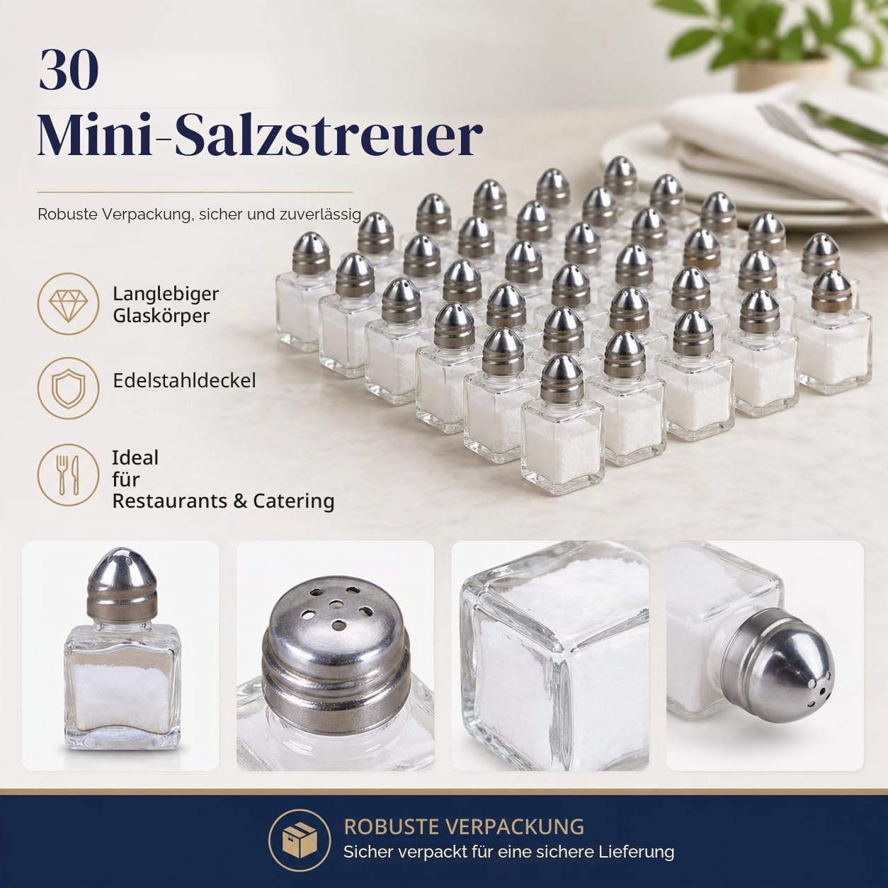 30 Mini-Salz- und Pfefferstreuer Set | Tragbares Salz- und Pfeffermühlen-Set | Kompakte Salz- und Pfefferstreuer für Reisen und Zuhause