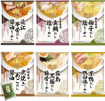 Dashi Noodles Tabete Instant Ramen Bag Noodles Assortment Set, Specialty Soup 6 Types of Western Japanese Ramen, 30 Foods
