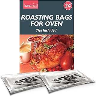 24pk Roasting Bags for Oven with Ties | Oven Bags for Roasting Chicken, Turkey, Meat & Fish | 38 x 25cm | Multi Purpose Cooking Bags for Oven | Turkey Roasting Bags | Oven Roasting Bags