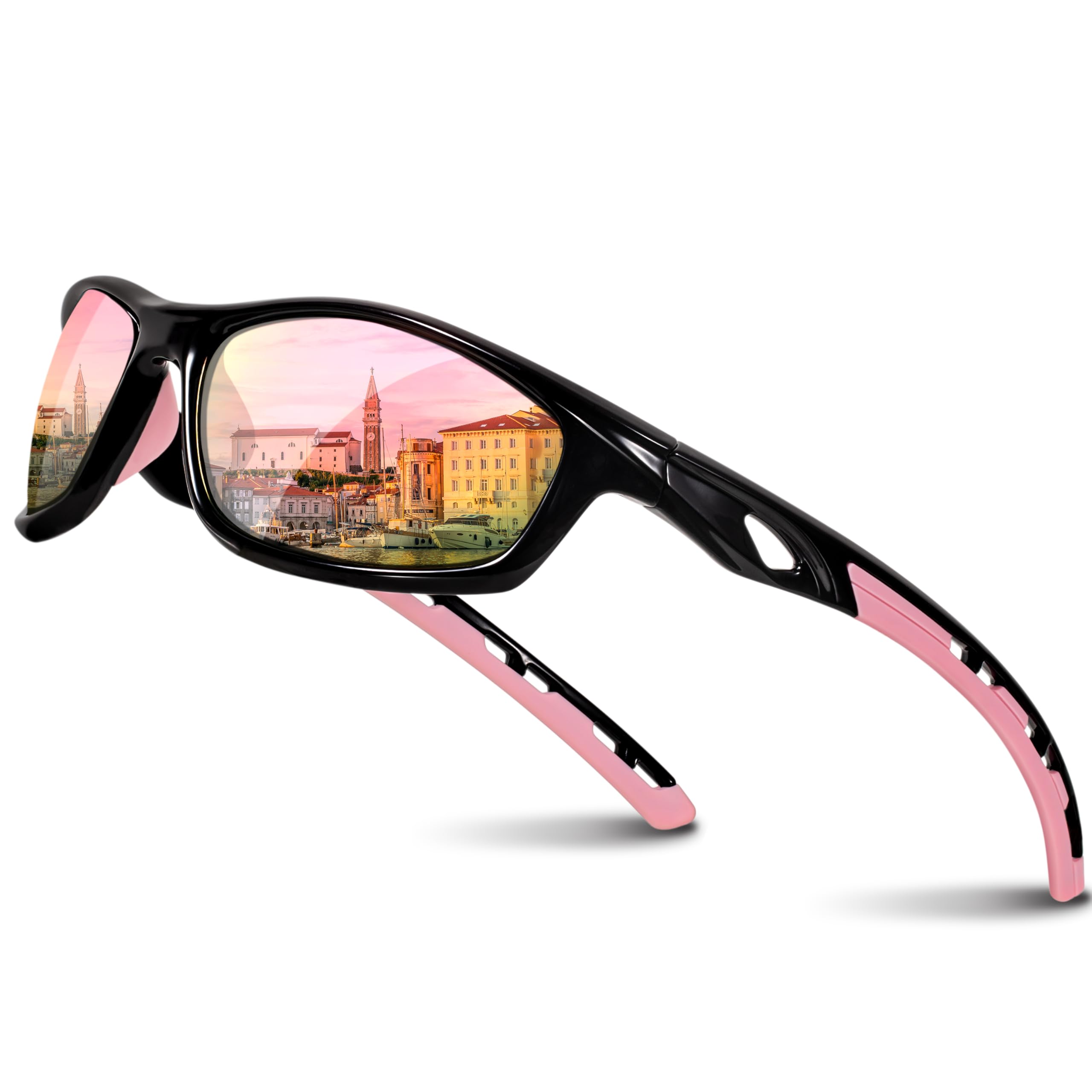 RIVBOS Womens Polarized Sports Sunglasses UV400 for Driving Cycling RB833 | TR90 lightweight frame for driving, fishing, cycling, running and daily outdoor wear