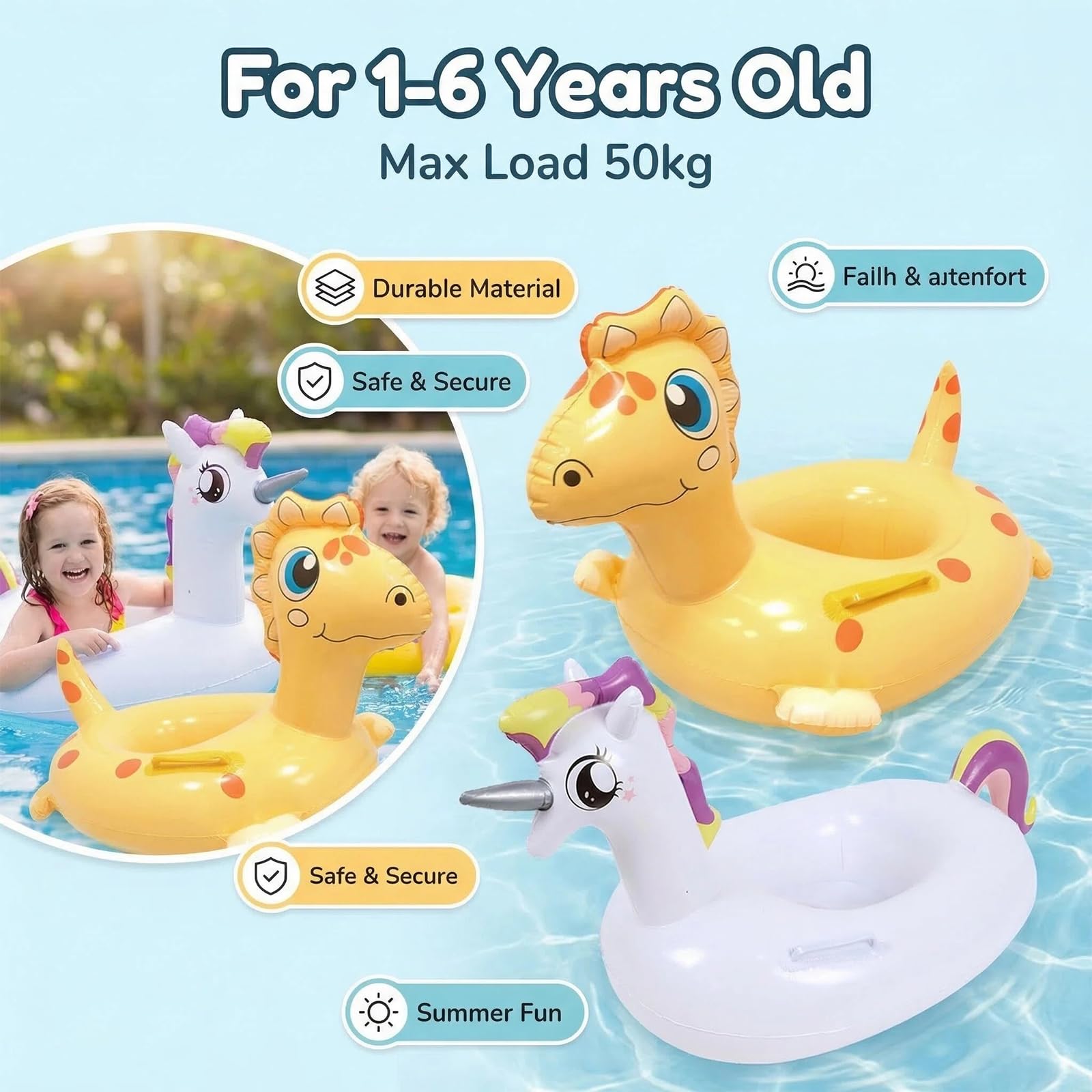 Anillo Inflable De Piscina Para Niños 2-6 Años - 55 Cm, PVC, Con Colas, Flotador Para Anillo Inflable De Piscina Para Niños 2-6 Años - 55 Cm, PVC, Con Colas, Flotador Para