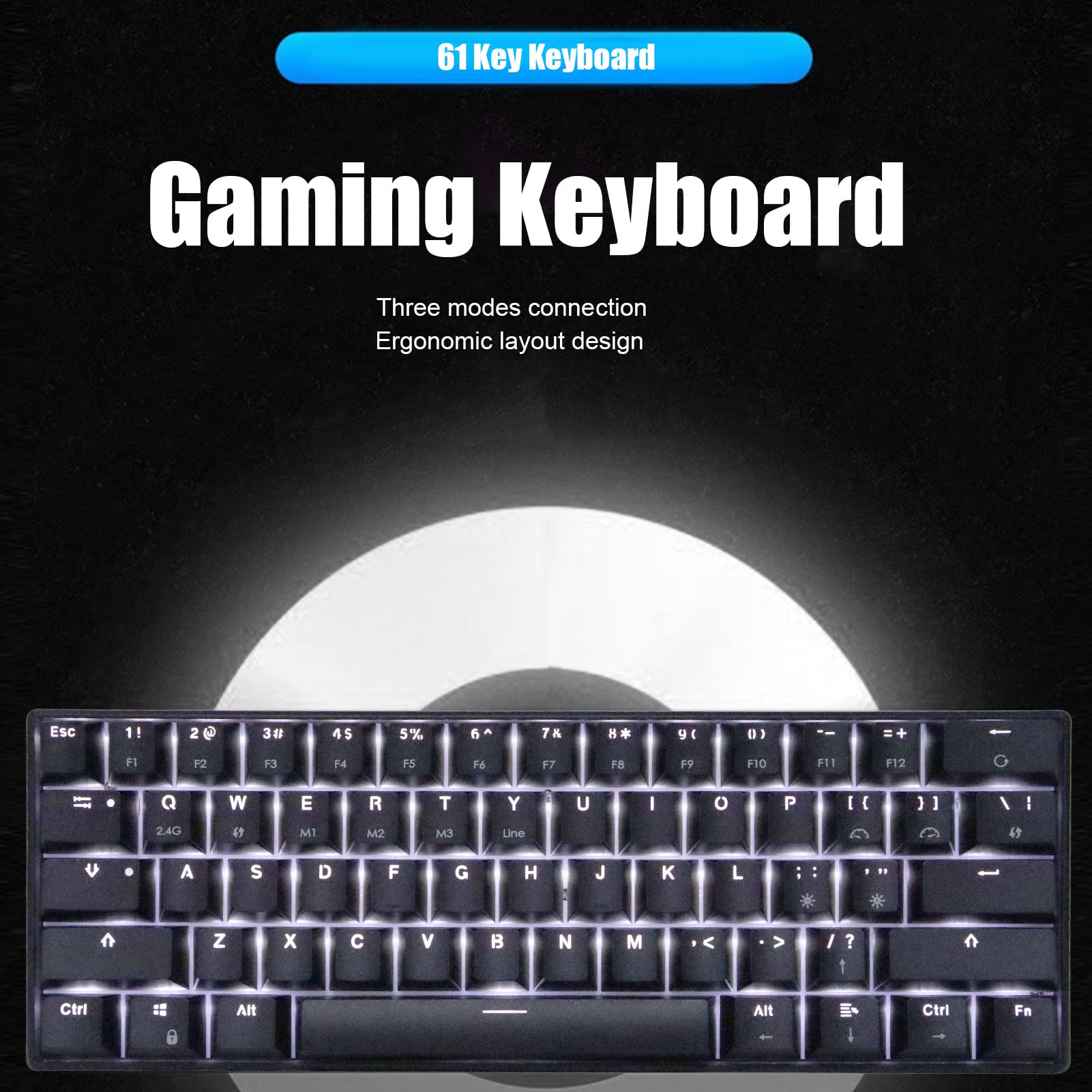 Annadue Tastiera da Gioco Meccanica 60%, Mini Tastiera Ergonomica Bluetooth Senza Fili/cablata Retroilluminata a 61 Tasti, per PS4 PC Mac Gamer, Typist, Travel(ASSE Verde)