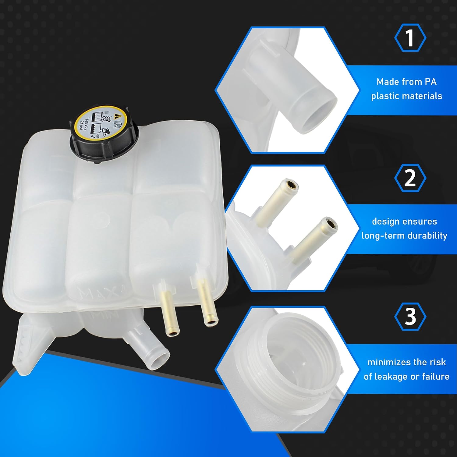 Front Engine Coolant Reservoir Tank with Cap Compatible with 2004-2013 Mazda 3, 2009-2013 Mazda 3 Sport, Coolant Tank Replaces LF5015350 5M5H8K218AA