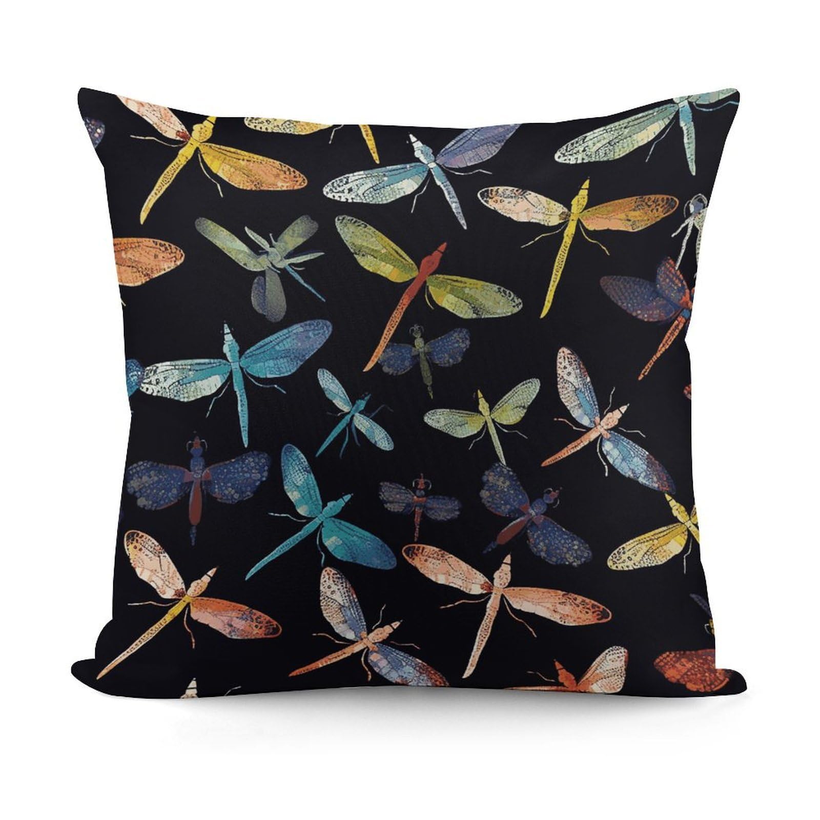 JTREHY Colorful Dragonfly Pillow Covers Decorative Throw Pillow Covers Soft Decor Couch Cushion Case Modern Square Pillow Cases Summer Pillow Cover for Sofa Living Room 18x18 in