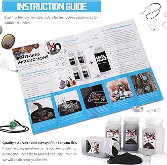 Rock Tumbler Grit Set, Rock Tumbler Grit Polish Refill - 4 Basic Step Tumbling Media + Upgrade Step (Polishing Ball Beads + Brightener), Rock Tumbler Set 1.0 for Any Brand of Rock Polisher