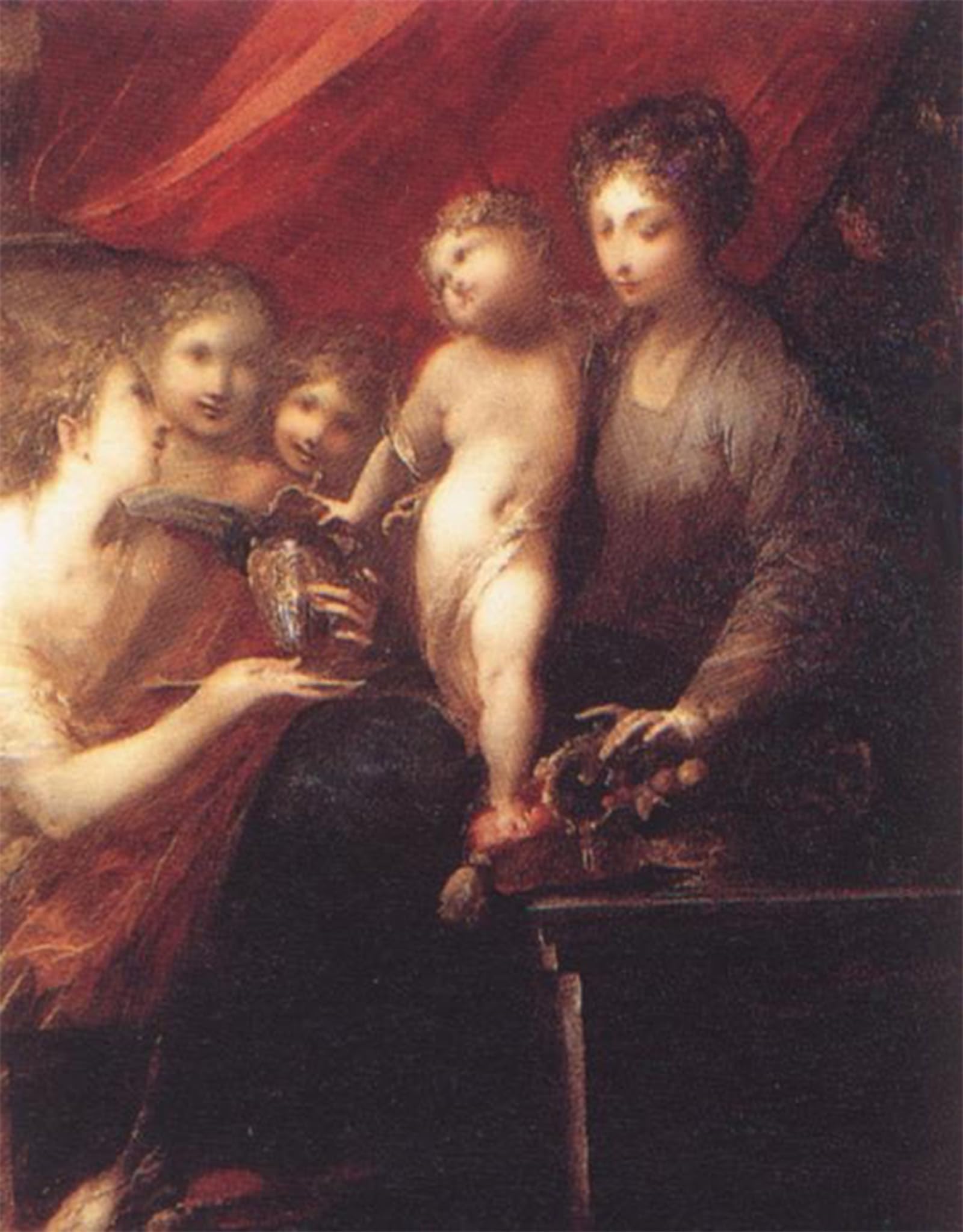 HRJUBWREE Famous Paintings Pictures Artwork Picture The Virgin of the Compote dish Valerio Castello Photo Wall Print for Office Decor 60x90cm