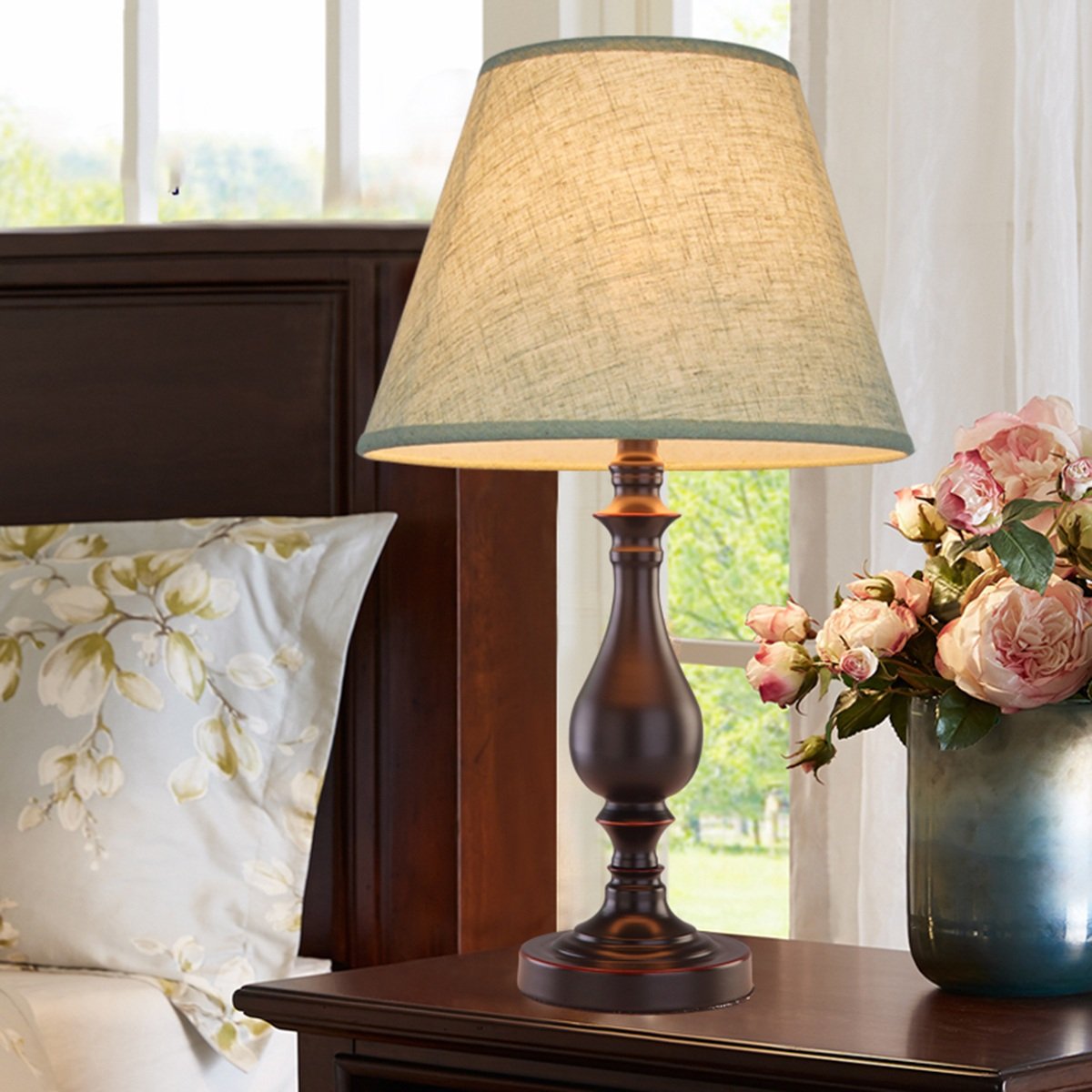 LIN XIAO HAO mayu Vintage Table Lamp with Switch E27 Antique