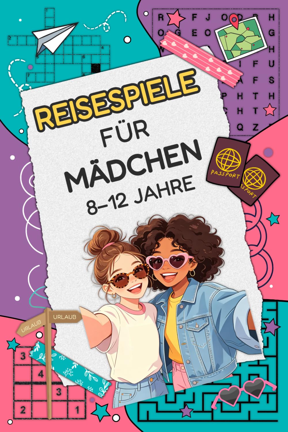 Reisespiele für Mädchen 8–12 Jahre: Rätselbuch für unterwegs im Flugzeug, Autofahrten & Zug – Sudoku, Kreuzworträtsel, Wortsuchrätsel und mehr | Ideal Beschäftigung im Urlaub
