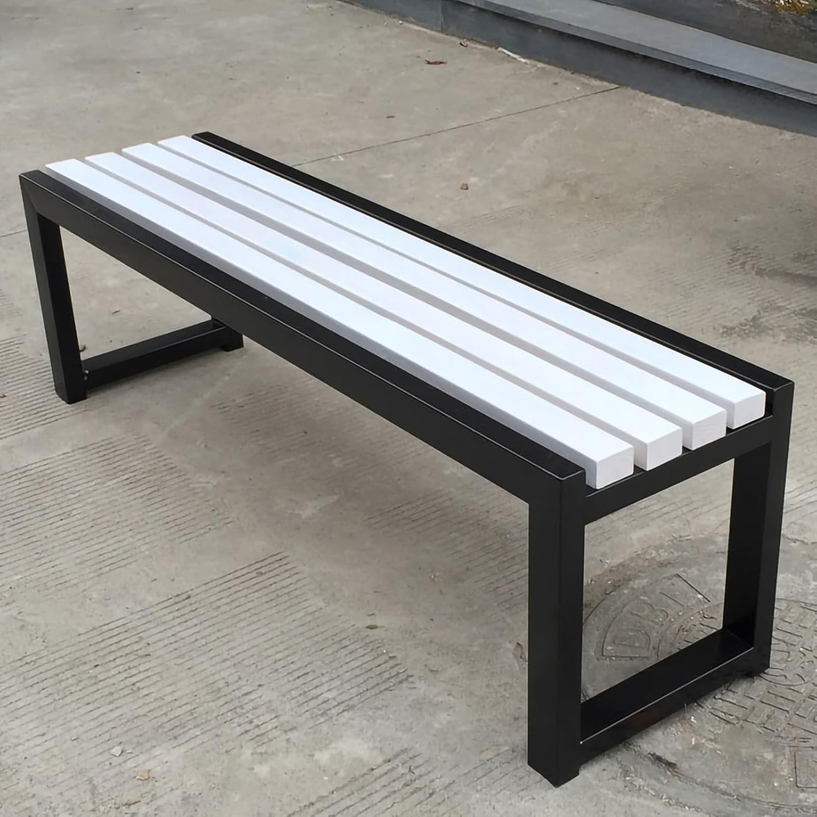 yurstcggh Garden Bench - metal garden benches metal park bench easy to assemble, ideal for apartment balconies, schools, etc(Black+White - 100×40×45cm)