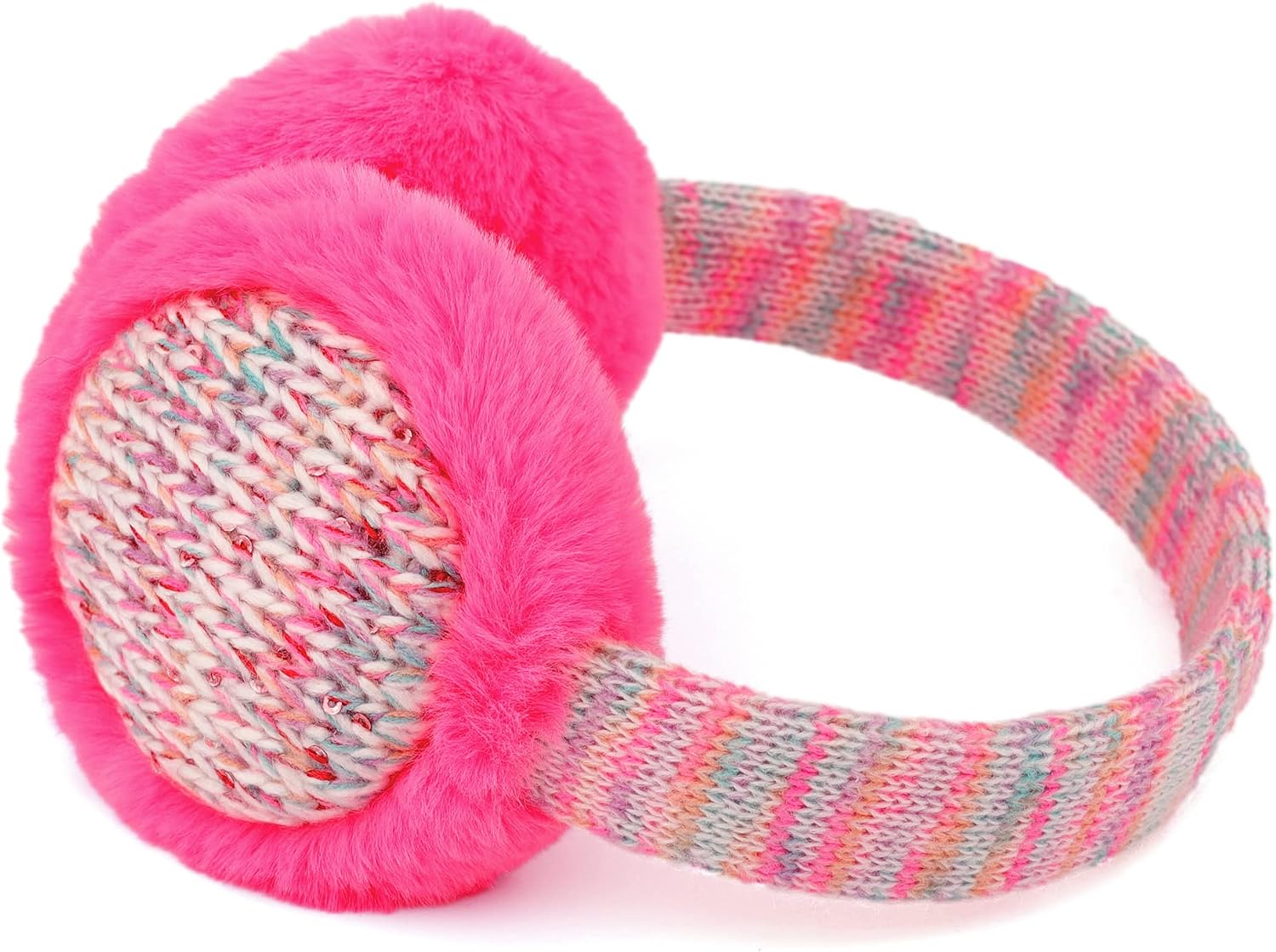 F Flammi Kids Knit Earmuffs Winter Outdoor Furry Ear Warmers for Boys Girls from Toddler to Big Kids