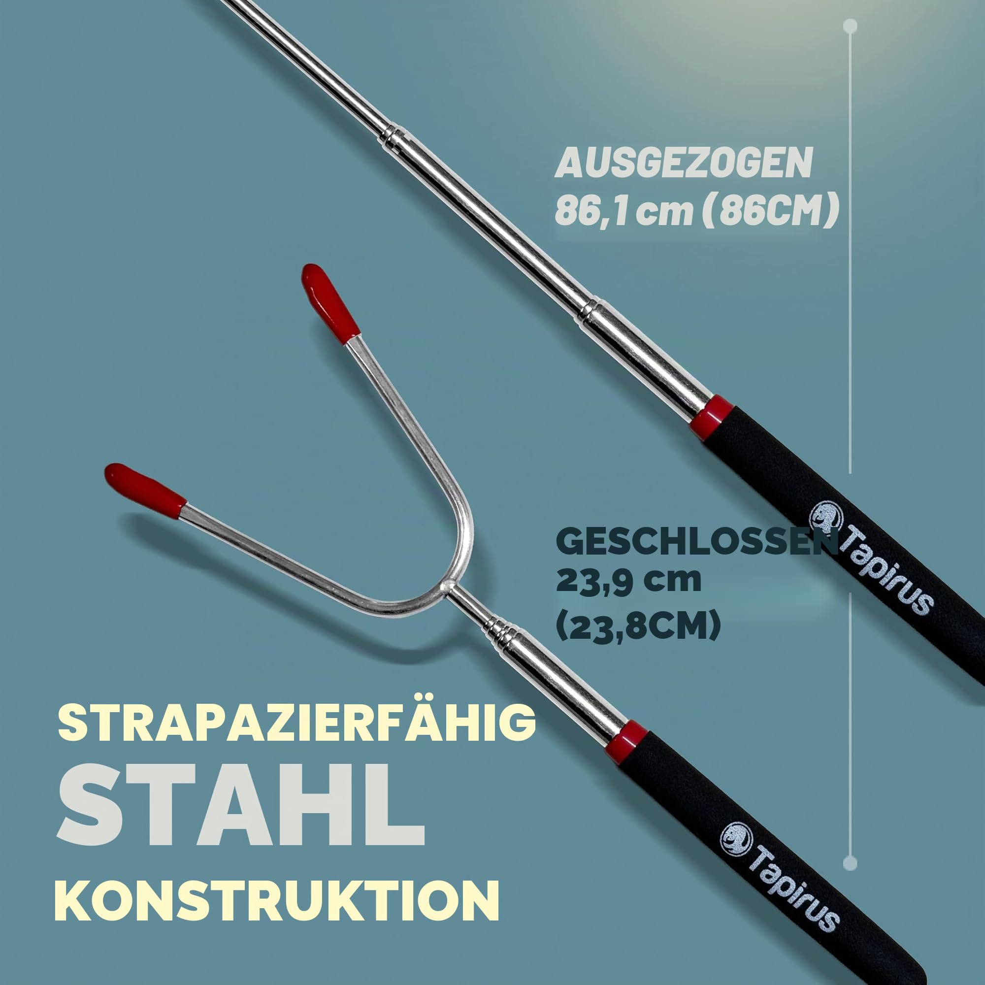 Tapirus 4 Ausziehbare Camping-Sticks zum Marshmallow-Braten, langlebige Edelstahl-Ausrüstung, Grillspieße mit isolierten Griffen, Teleskop-Gabeln, Utensilien für Smores, Hot Dogs & Shish-Kebabs