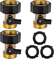 Aepeye Heavy Duty Brass Garden Hose Shut Off Valve 3-Pack, 3/4" Leak-Proof Connector for Lawn, RV & Flow Control