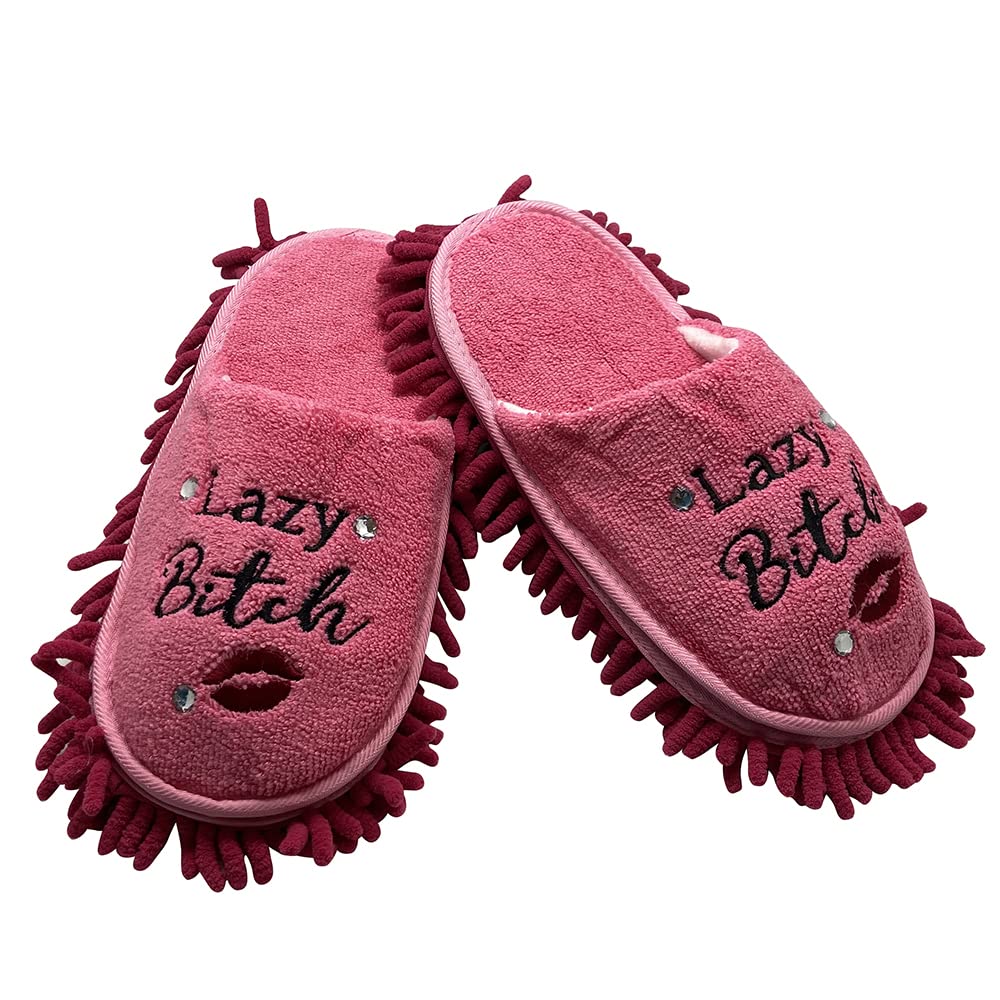 Lazy Bitch Funny Slippers Novelty Footwear for Women Birthday, Anniversary, Christmas Pink