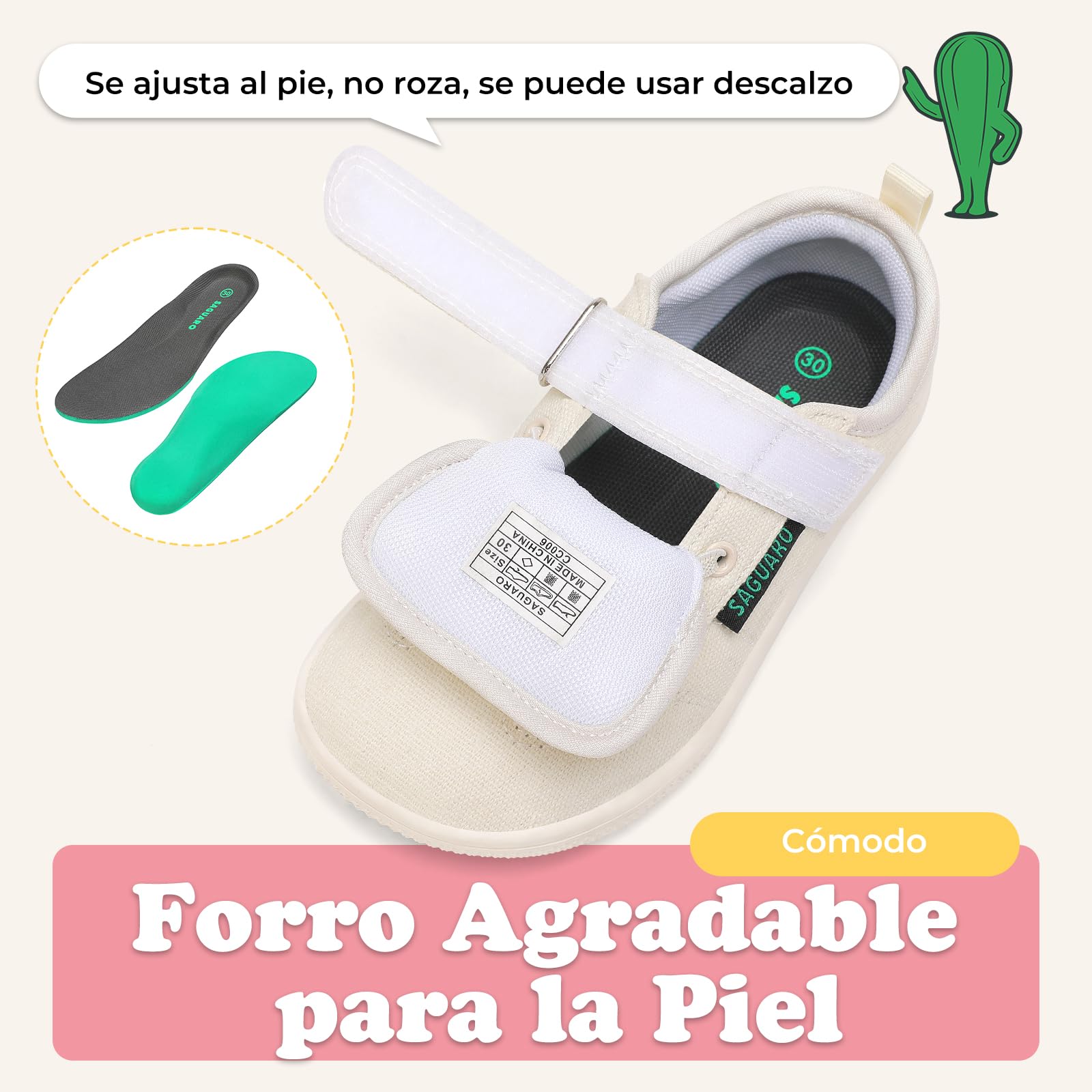 SAGUARO Zapatillas Barefoot Niña Deportivas Respetuosas con Puntera Ancha y Suela Zero Drop,Gr.25-35