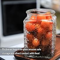 Vista 7 de TOSSOW - Tarro de almacenamiento de vidrio vintage, recipientes de alimentos de 24 onzas con tapa de madera, 1 recipiente de estrellas en relieve
