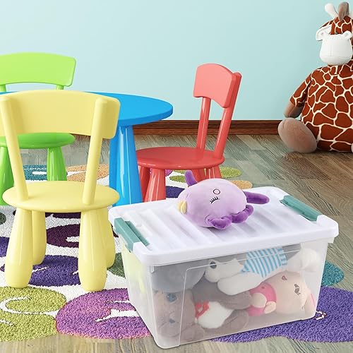 Miniatura 4 de Quickquick - Bolsa de almacenamiento transparente de 36 cuartos de galón, contenedor de almacenamiento de plástico con tapa con pestillo, 6 paquetes