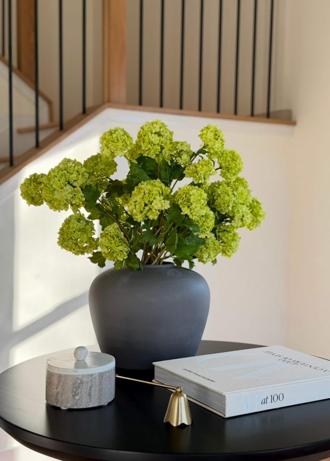 Afloral Faux Flowers Snowball Flower Stem in Green - 43.5"