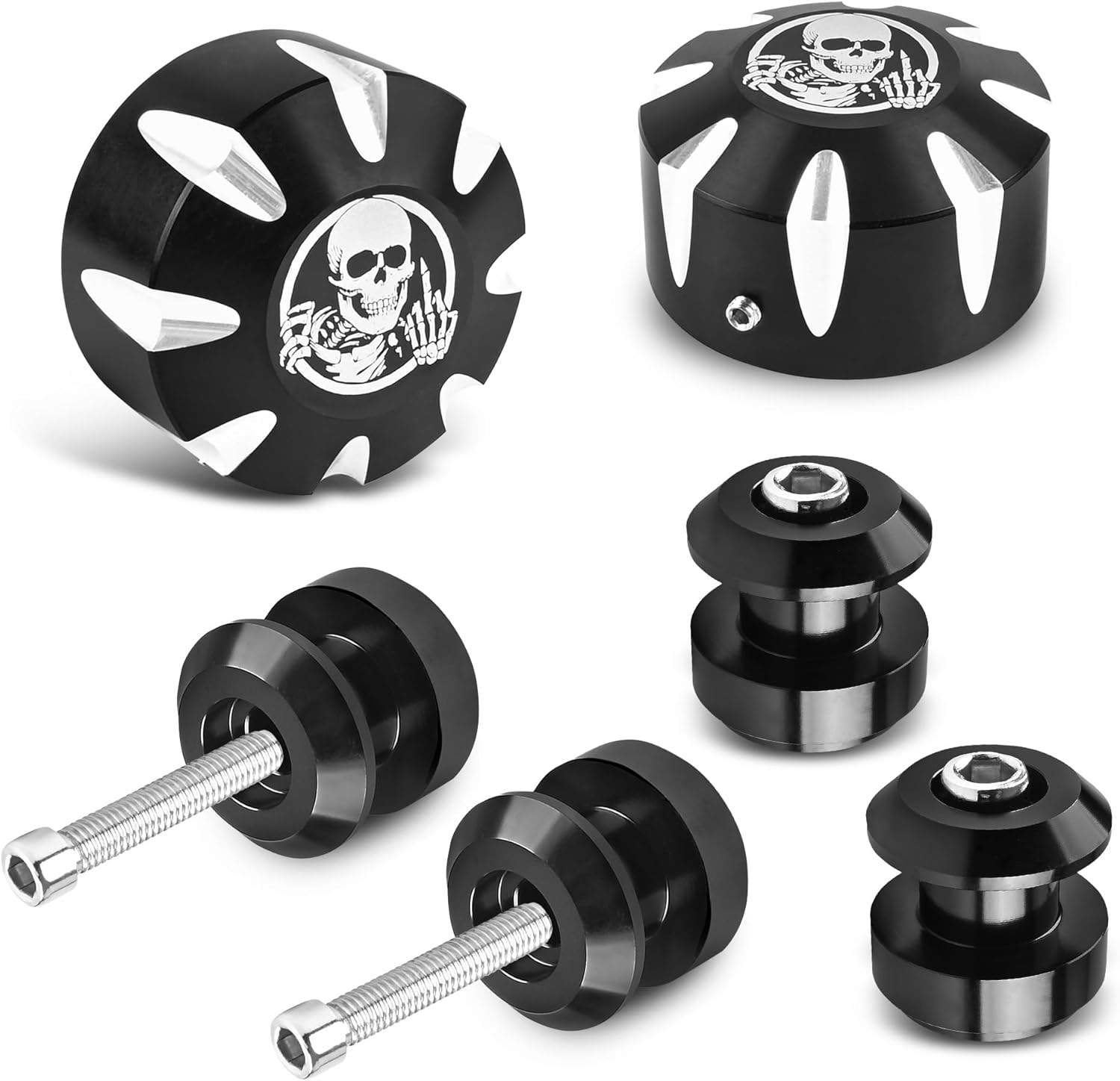 Skull Front Axle Nut Cover Cap & Mounting Spools Kit Fit for Can-Am Spyder GS RS RT ST F3
