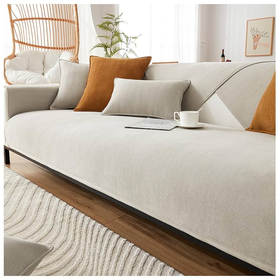 NUODWELL Herringbone Chenille Sofa Cover 1/2/3/4 Seater, Furniture Protector Couch Cover Universal Non-Slip L Shape Couch Cover Quilted Corner