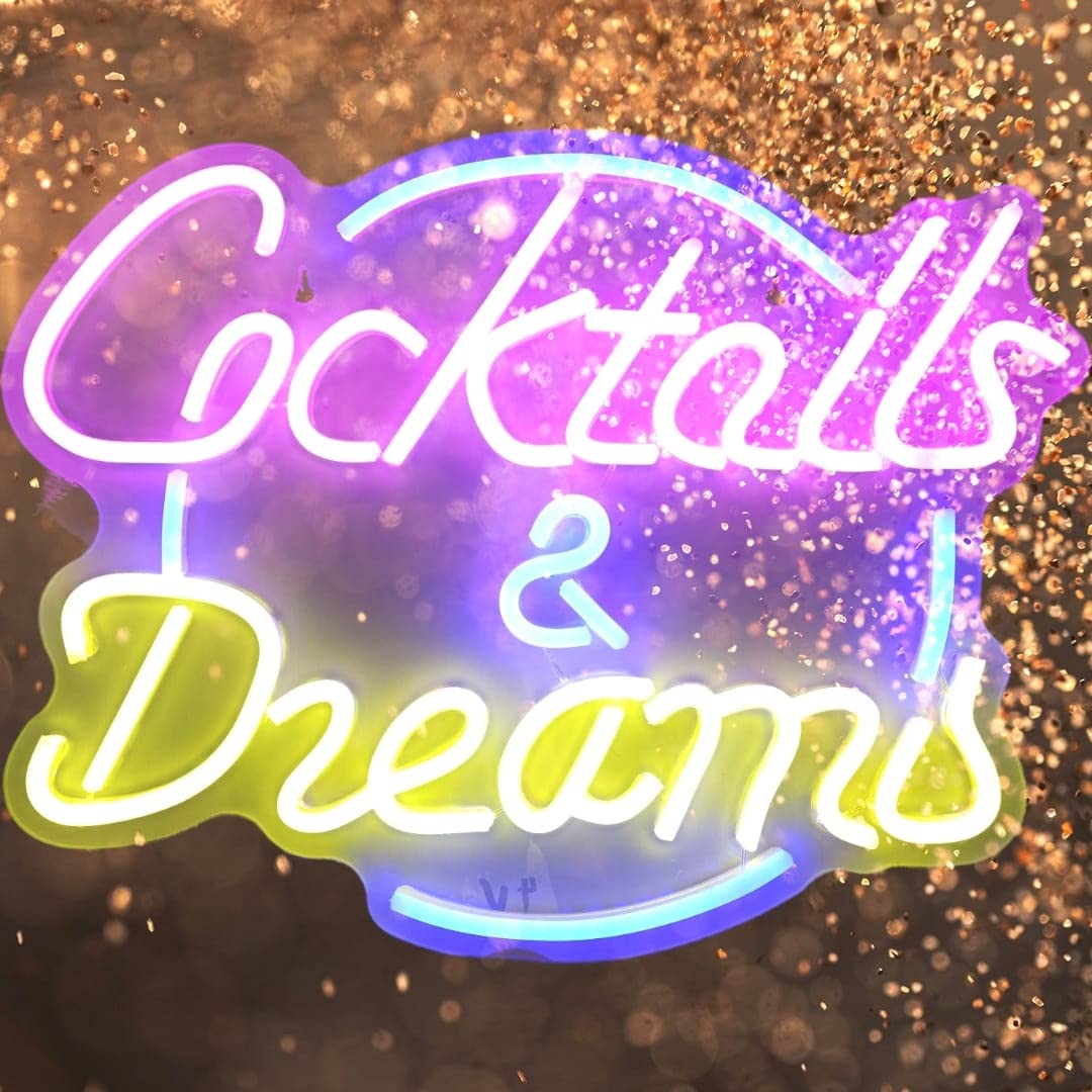 Cartel led decoración Cocktails & Dreams 31 x 40 m