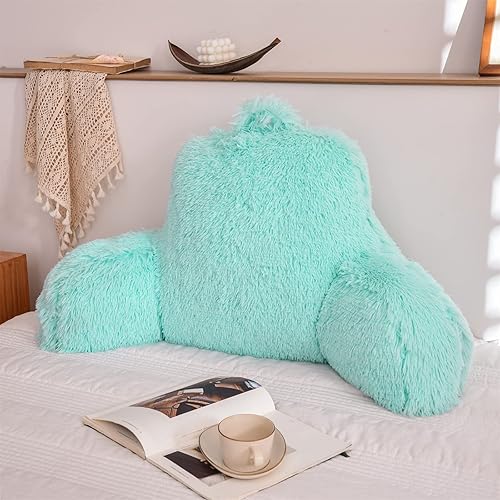 A Nice Night Almohada de lectura de piel sintética, cuña grande para adultos y niños, respaldo con brazos y soporte de espalda para sentarse en la