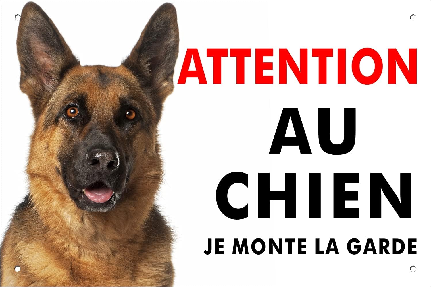 Page De Garde Chien Panneau Attention Je Monte la Garde - Protection anti-UV - Dimensions