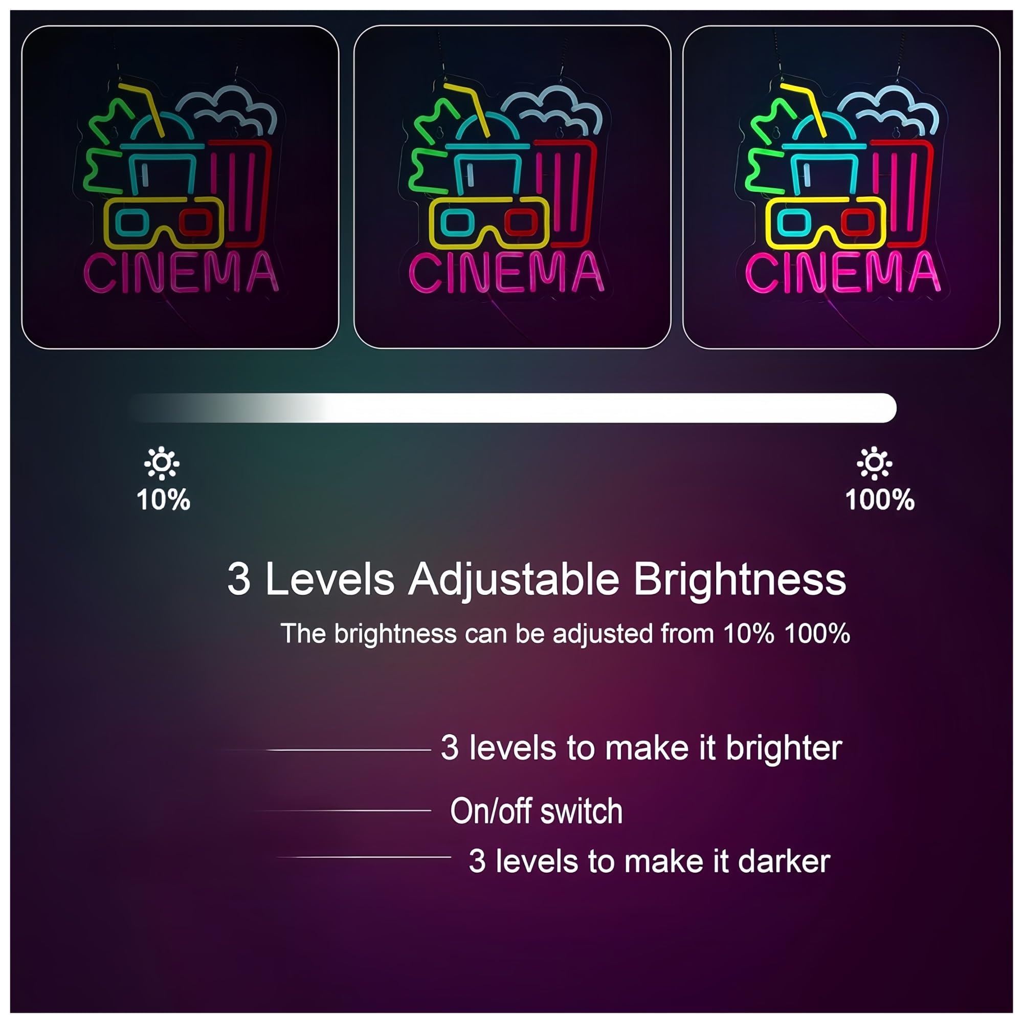 Luce al neon Decorazione da parete con luce dimmerabile per insegna al neon del cinema per feste di compleanno in camera