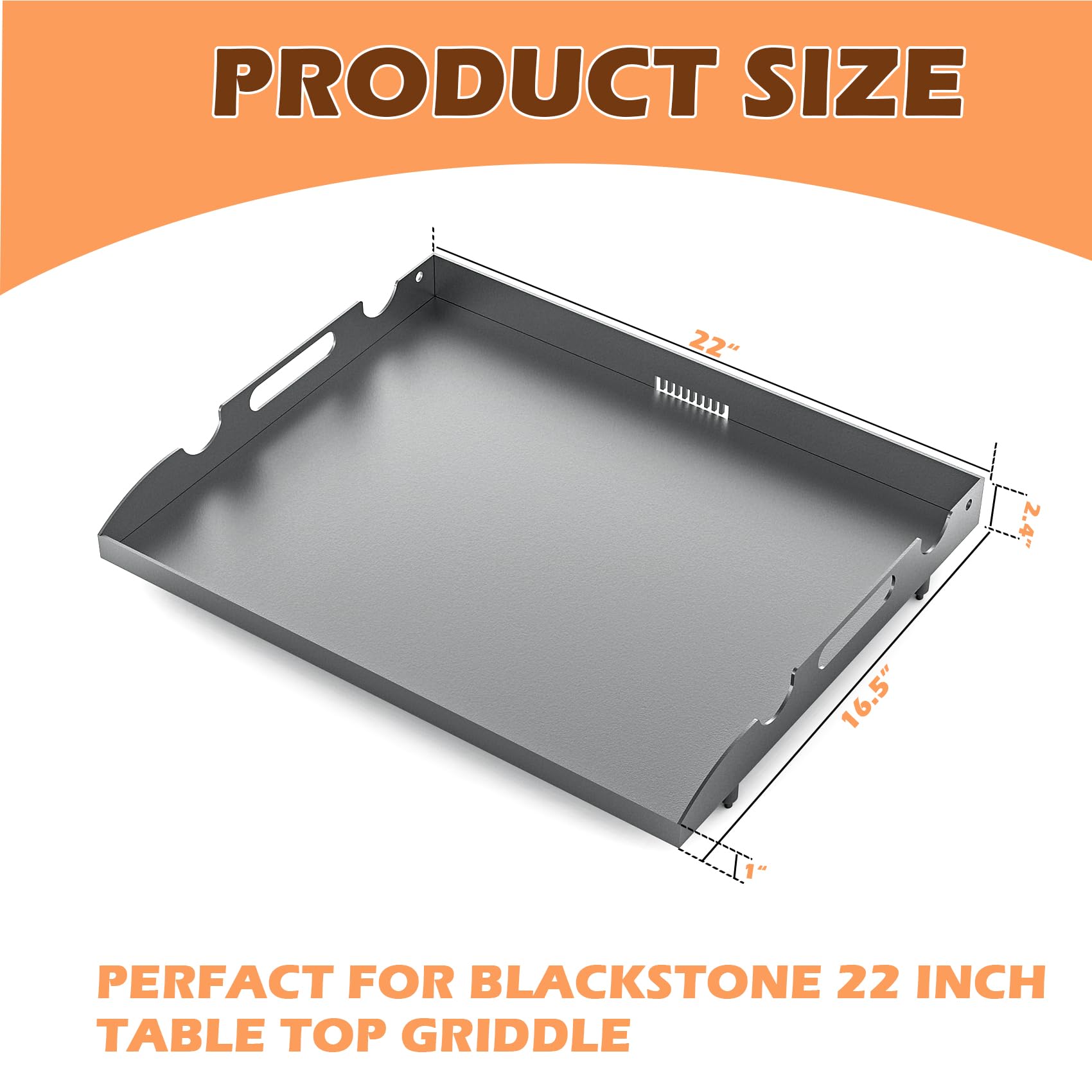 Ersatz-Grillplatte für die meisten Blackstone 55,9 cm Tischgrills mit hinterem Fettsystem, Blackstone 2 Brenner, flache Gasgrill-Ersatzteile, 55,9 cm