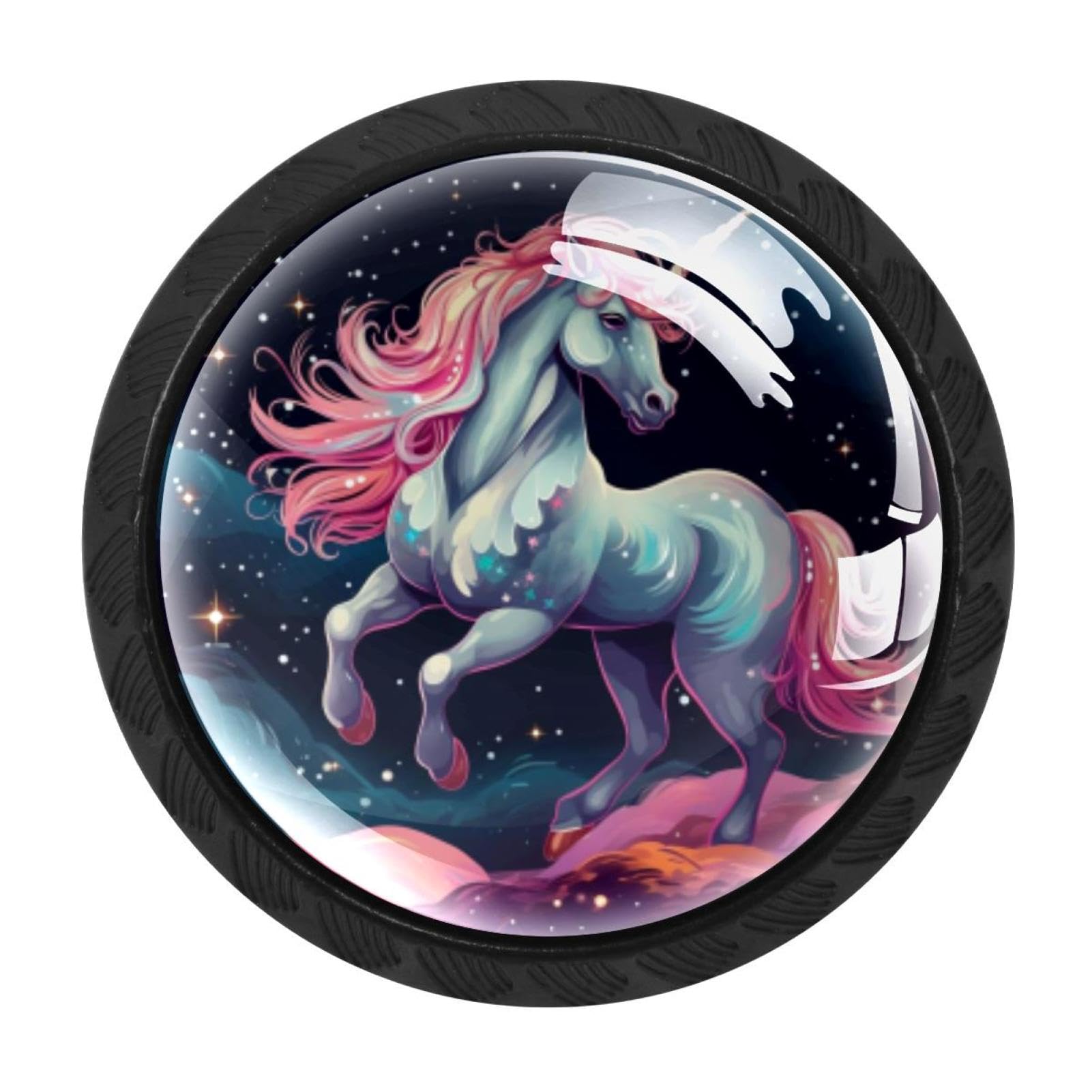 Chenzzzz Multicolored 01 4 Pack Starry Unicorn Dresser Drawer Cabinet Knobs Round Crystal Glass Knobs Pulls Handles For Kitchen Wardrobe Cupboard Door Hardware