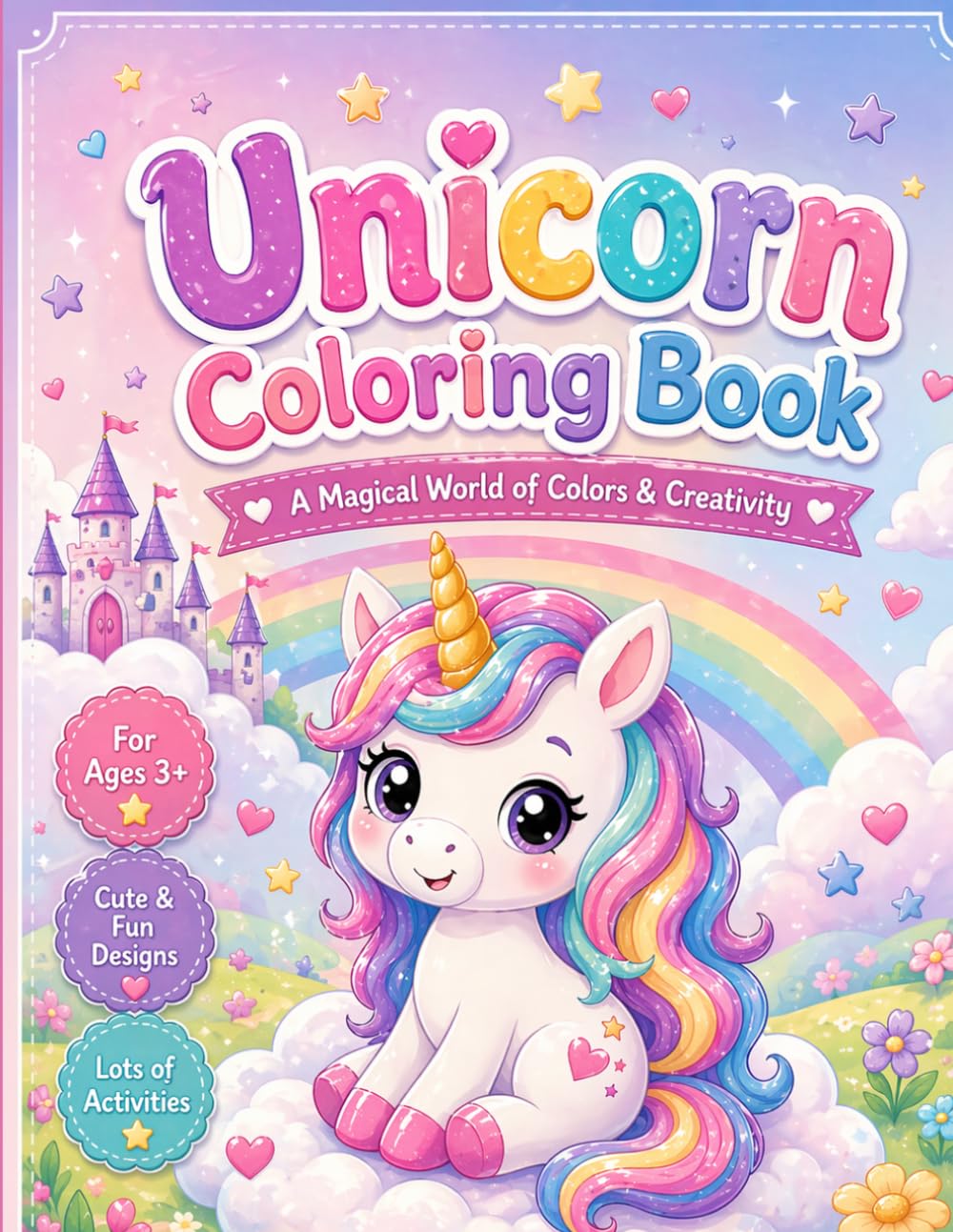 Unicorn Coloring Book for Girls Ages 4-8: 60 Magical Pages of Cute Unicorns, Rainbows & Fantasy Adventures - Perfect Gift for Kids