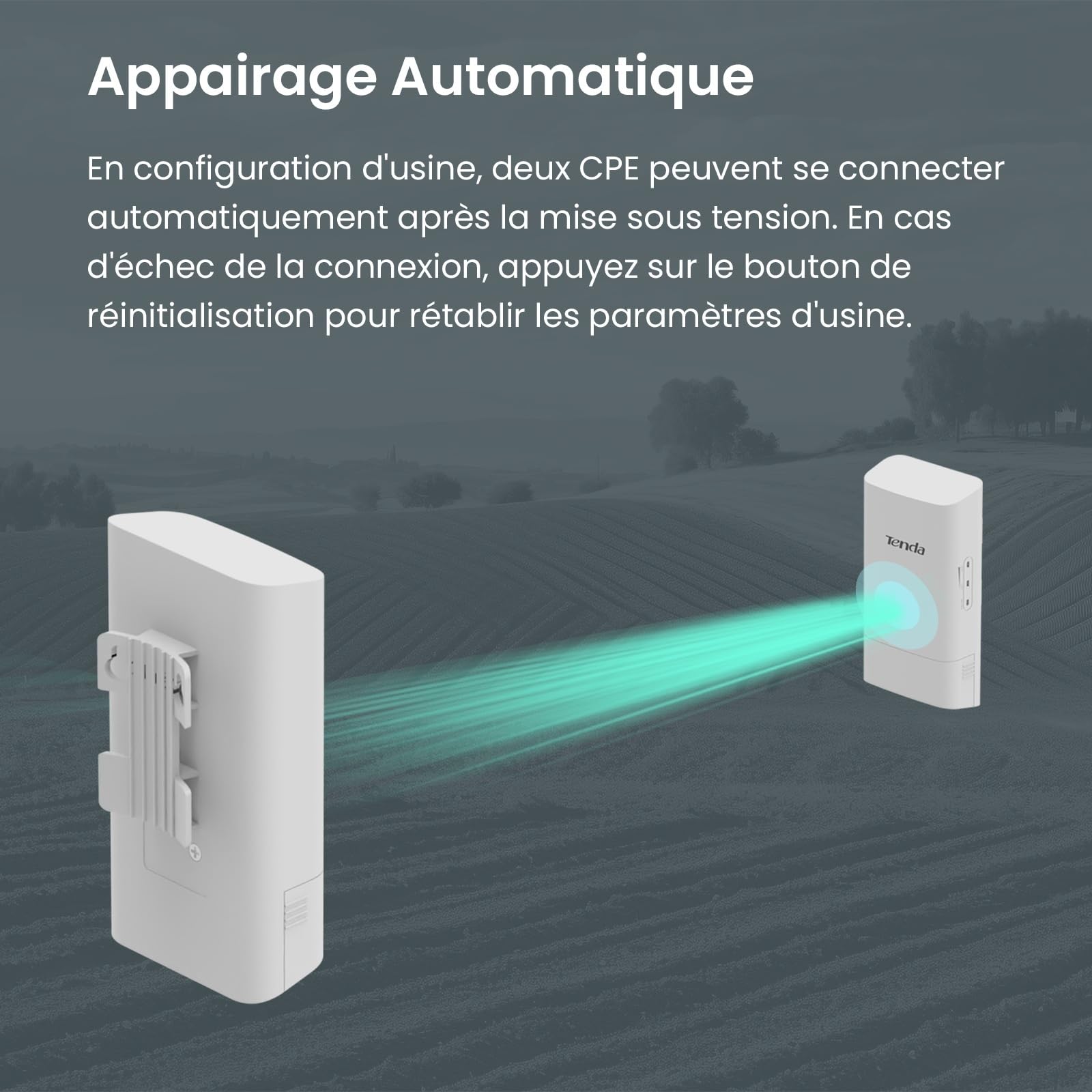 Tenda O1-5G Point d'Accès Extérieur Sans Fil Extérieur, Antenne Directionnelle 9 dBi, 867 Mbps sur 5 GHz, 1 Port Ethernet 10/100 Mbps, Gestion Web, Prend en Charge PoE/DC Passif, Auto-Bridging, IP65