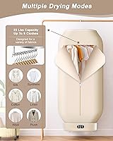 Vista 4 de Secadora de ropa portátil de flujo de aire de abajo hacia arriba: secado uniforme, sin deformación, seca completamente mangas y dobladillos